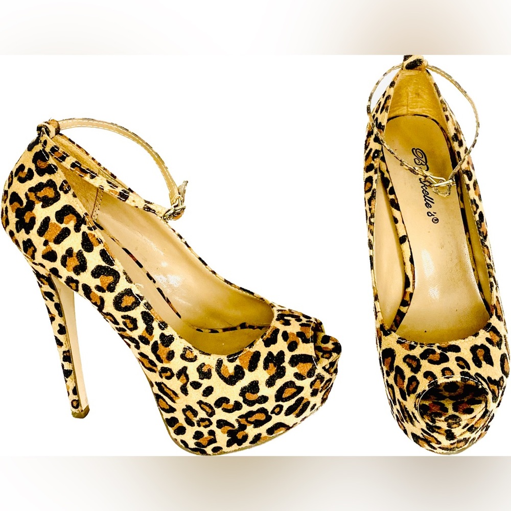 6.5 suede leopard print platforms